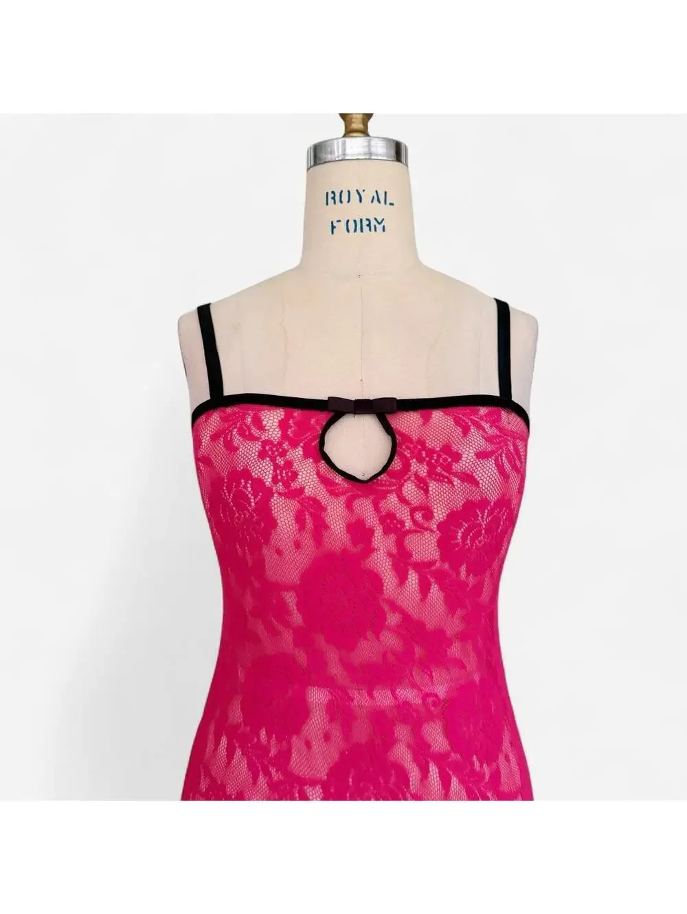Victoria's Secret Y2K Hot Pink Lace Slip Maxi Dress in Pink